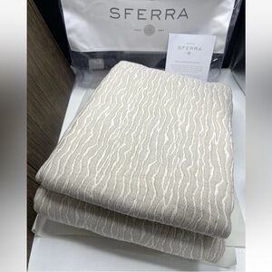SFERRA ONDATE QUEEN BLANKET COVER LONG STAPLE COTTON Made In ITALY , DARK KHAKI